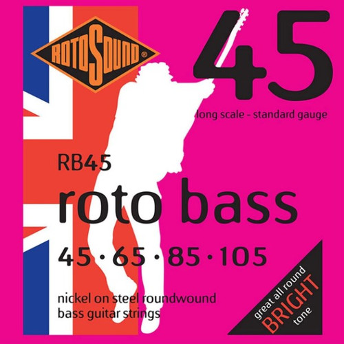 Rotosound RS77LD Long Scale Monel Flatwound Jazz Bass Strings Standard  45-105