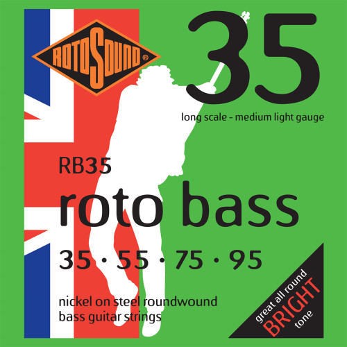 Rotosound RB35 Rotobass Nickel Roundwound Long Scale Bass Guitar Strings Medium Light 35-95