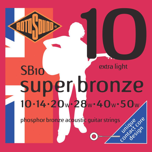 Rotosound Handmade Super Bronze Phosphor Bronze Acoustic Guitar Strings SB10 Extra Light 10-50