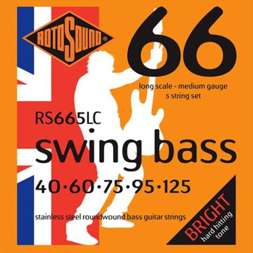 Rotosound RS66LC Long Scale 66 Stainless Steel Swing Electric Bass Strings  Medium 40-95