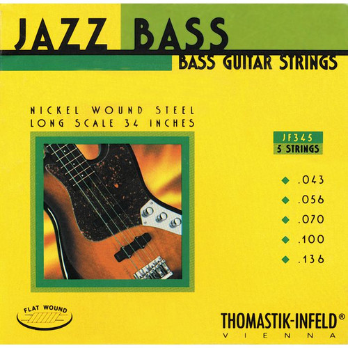 Thomastik-Infeld JF345 Jazz Nickel Flat Wound Round Core 5-String Electric Bass Strings Long Scale 43-136