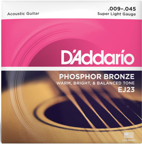 D'Addario EJ Phosphor Bronze Acoustic Guitar Strings EJ23 Super Light 9-45