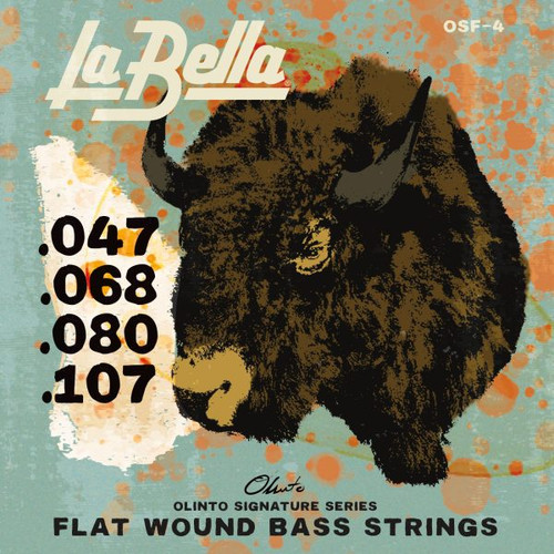 La Bella Olinto Signature Stainless Steel Flat Wound Electric Bass Strings 4-String Long Scale Medium Light 47-107