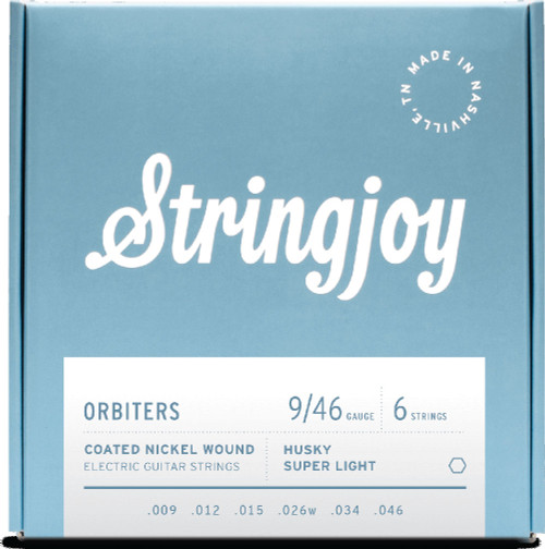 Stringjoy OR0946 Orbiters Coated Nickel Wound Electric Guitar Strings Husky Super Light 9-46