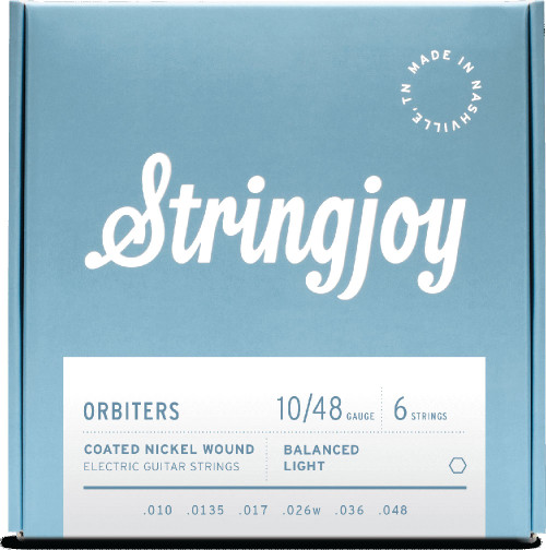 Stringjoy OR1048 Orbiters Coated Nickel Wound Electric Guitar Strings Balanced Light 10-48