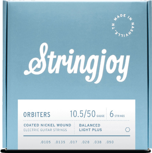 Stringjoy OR10550 Orbiters Coated Nickel Wound Electric Guitar Strings Balanced Light Plus 10.5-50