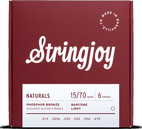 Stringjoy NB1570 Naturals Phosphor Bronze Acoustic Guitar Strings Baritone Light 15-70