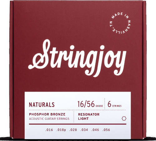 Stringjoy NB1656 Naturals Phosphor Bronze Acoustic Guitar Strings Resonator 16-56
