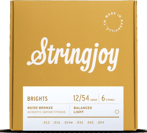 Stringjoy BB1254 Brights 80/20 Bronze Acoustic Guitar Strings Light 12-54