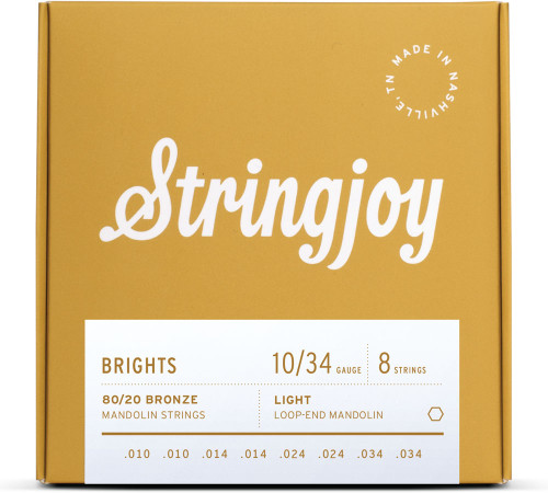 Stringjoy BB1034 Brights 80/20 Bronze Mandolin Strings Light 10-34