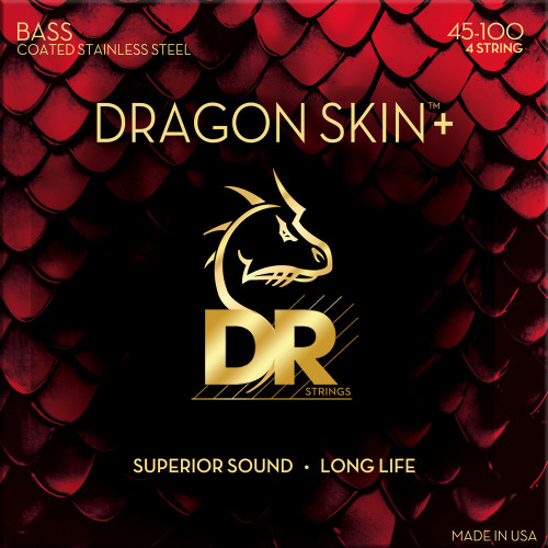 DR DBS-45/100 DRAGON SKIN+ Coated Stainless Steel 4-String Electric Bass Strings Medium to Light 45-100