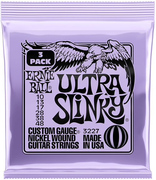 Ernie Ball 3227 3 Pack Nickel Wound Electric Guitar Strings Ultra Slinky 10-48