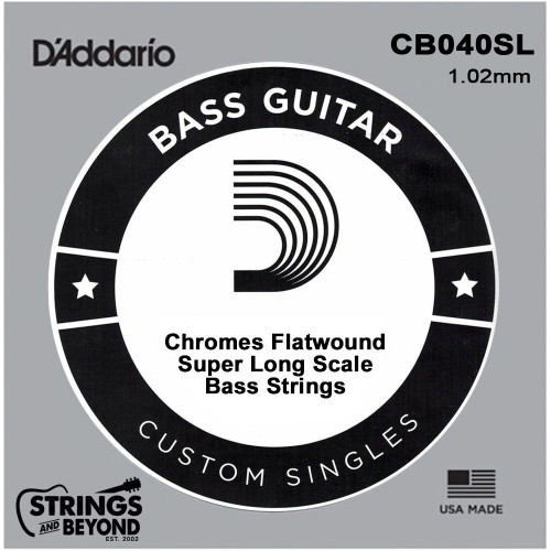 D'Addario XL Chromes Flat Wound Bass Single Strings, Super Long Scale CB040SL