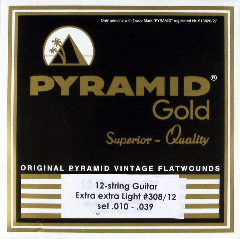 Pyramid Gold Chrome Pure Nickel Flat Wound Round Core 12String