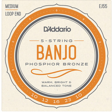 D'Addario EJ55 Phosphor Bronze Loop End Banjo Strings Medium