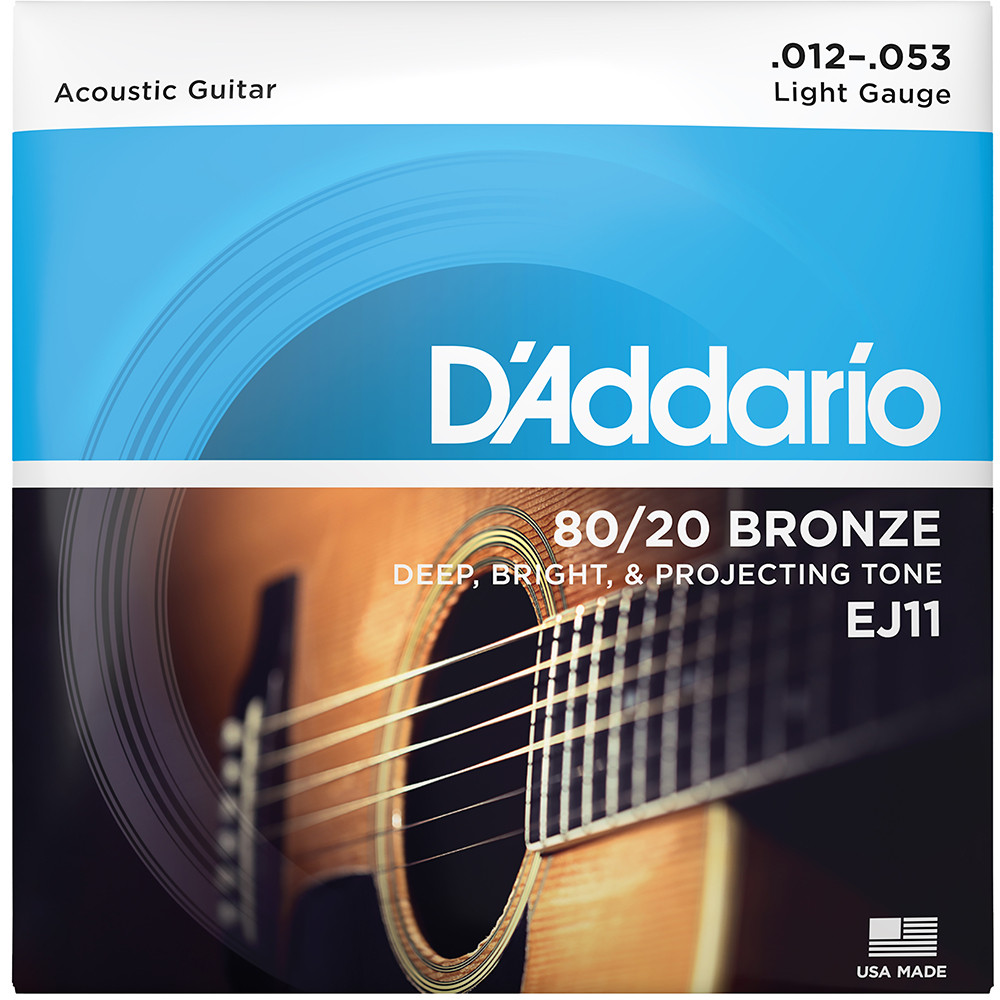 D'Addario EJ 80/20 Bronze Acoustic Guitar Strings EJ11 Light/Blue