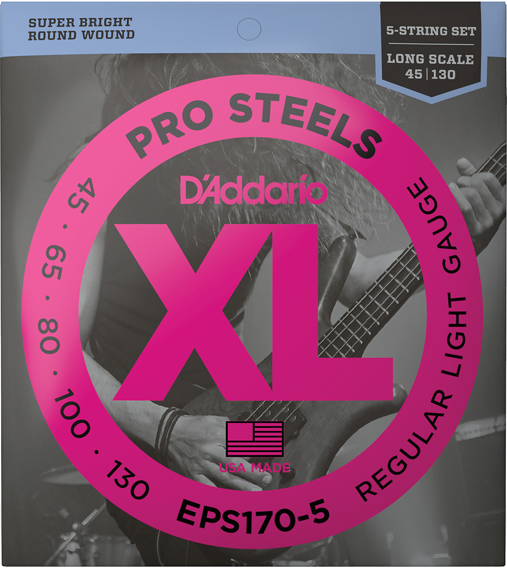 D'Addario XL ProSteels Electric Bass Guitar Strings EPS170-5 5