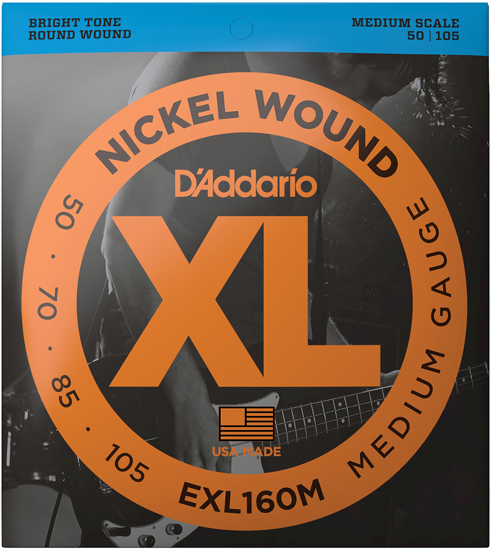 D'Addario XL Nickel Wound Electric Bass Strings EXL160M Medium