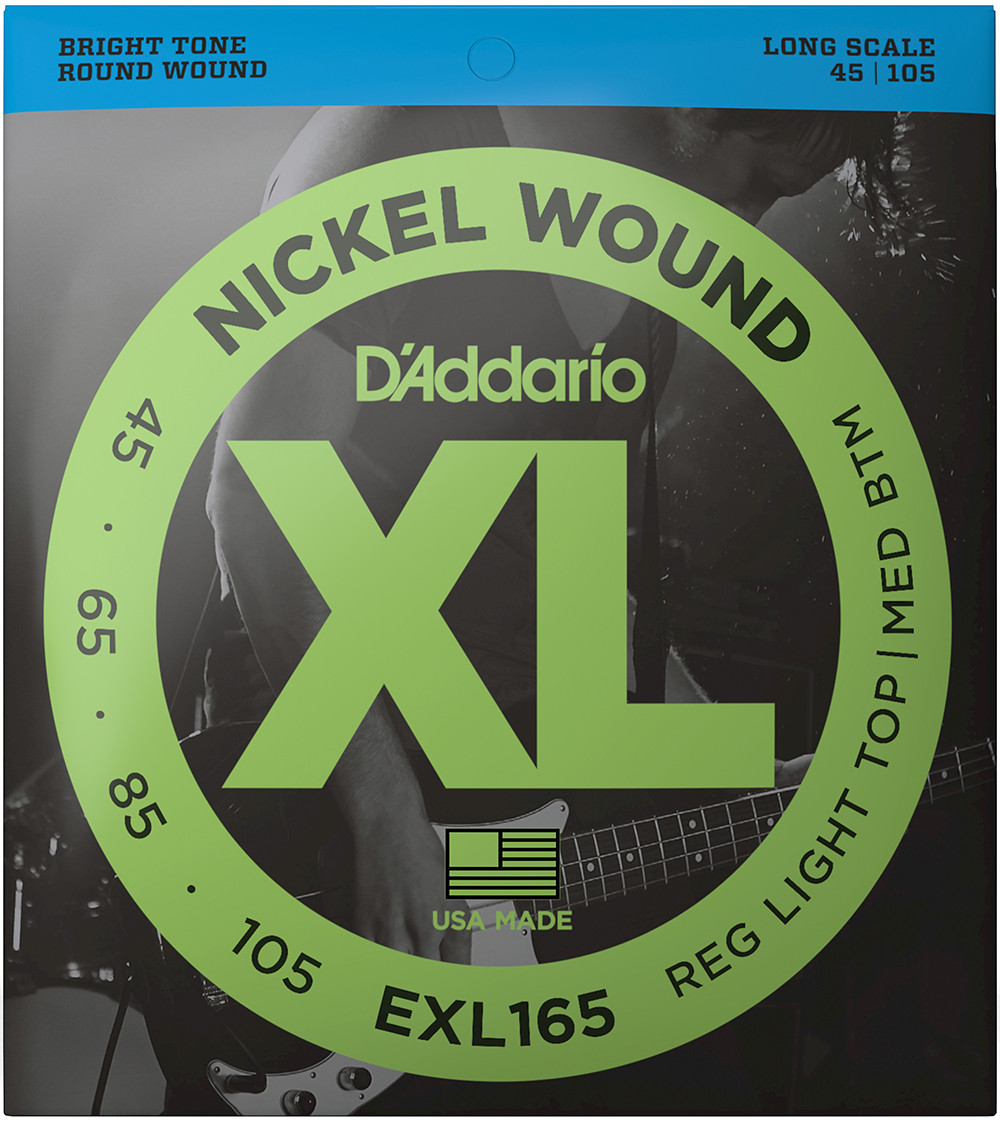 D'Addario XL Nickel Wound Electric Bass Strings EXL165 Long Scale