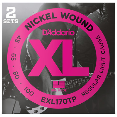D'Addario EXL Nickel Wound Electric Bass Strings - Twin Pack (2