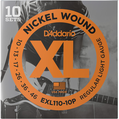 D'Addario 10 Pack EXL Electric Guitar Strings EXL110-10P Light 10-46