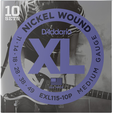 D'Addario 10 Pack EXL Electric Guitar Strings EXL115-10P Jazz Rock 11-49