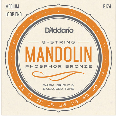 D'Addario EJ74 Phosphor Bronze Mandolin Strings Loop End Medium 11-40