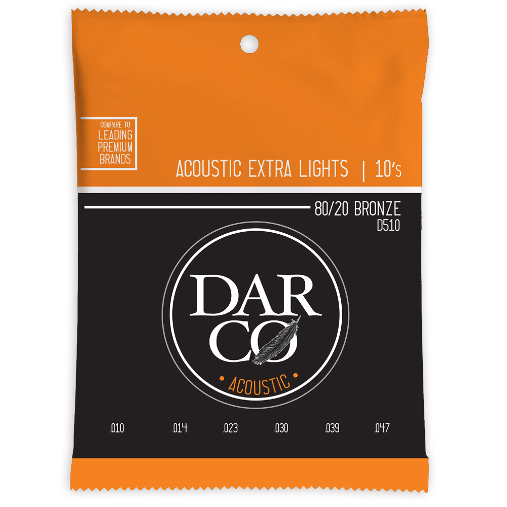 その他 Dakko Darco D510 80/20 Bronze Acoustic Guitar Strings Extra Light 10-47