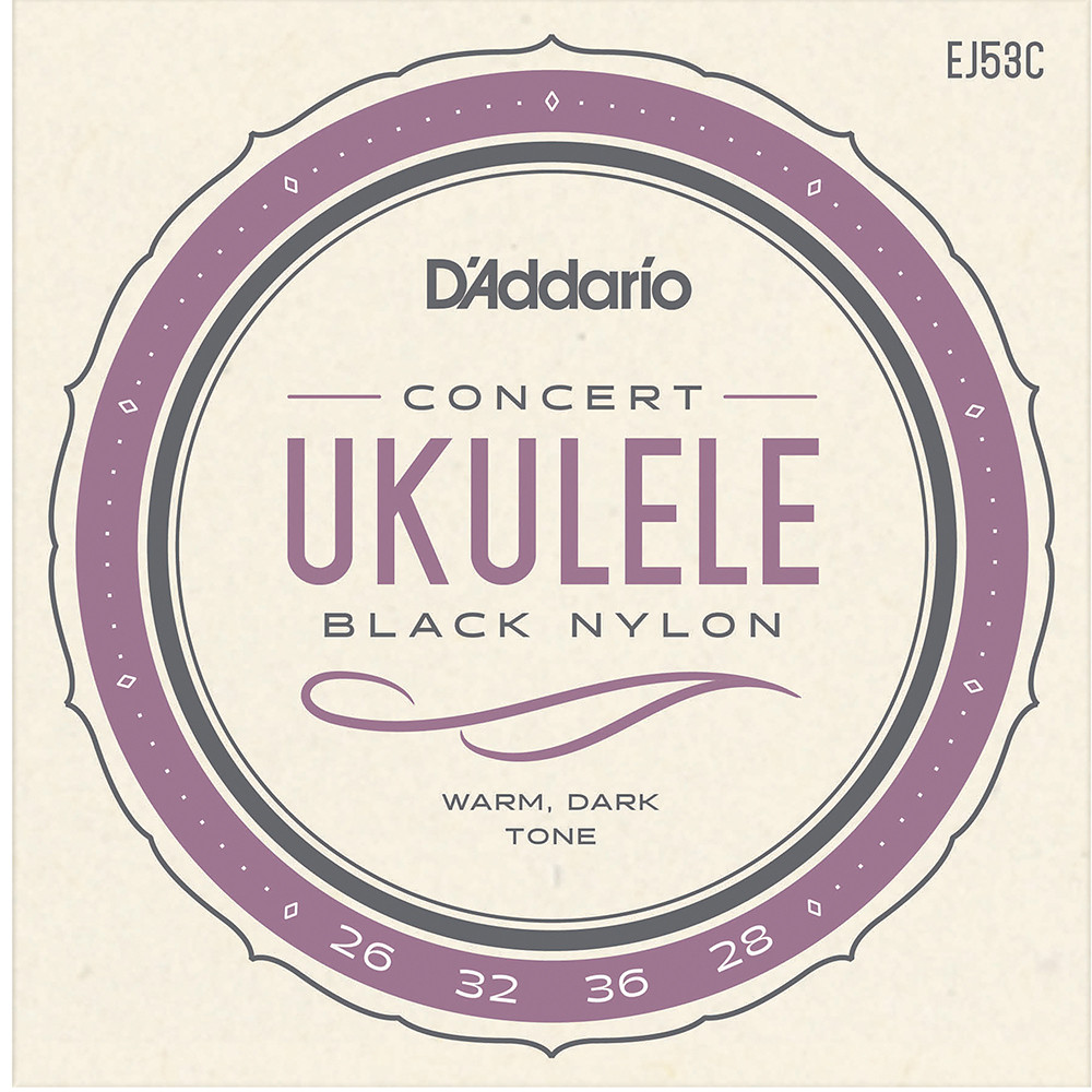 D'Addario EJ53C Concert Black Nylon Hawaiian Ukulele Strings