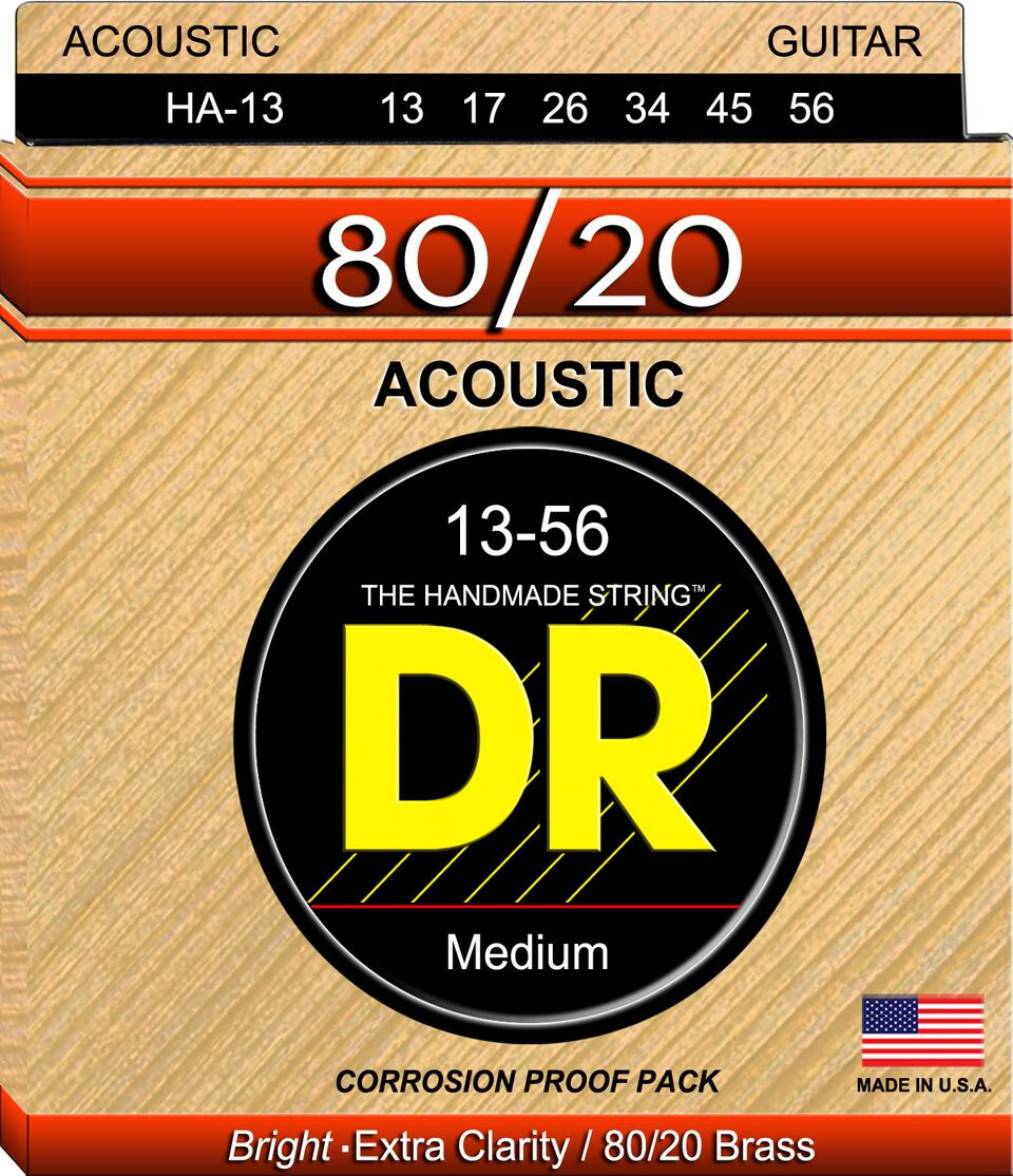 DR Hi-Beam 80/20 Bronze Acoustic Guitar Strings HA-13 Medium 13-56