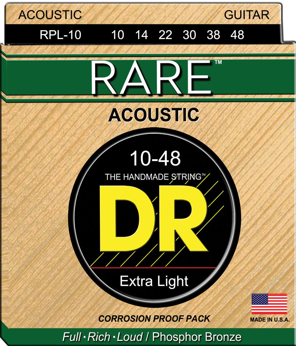 DR Rare Phosphor Bronze Acoustic Guitar Strings RPL-10 Extra Light