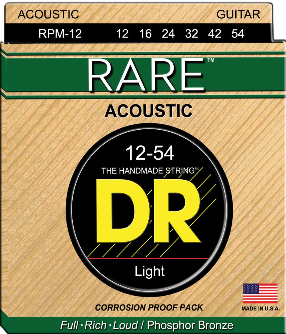 DR Rare Phosphor Bronze Acoustic Guitar Strings RPM-12 Light 12-54