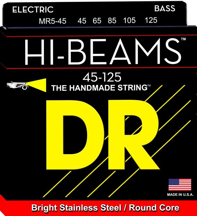 (未使用･未開封品)　DR ベース弦 5弦 HI-BEAM 45-65-85-105-125 LMR5-45 ar3p5n1 DR Hi-Beam Stainless Steel Bass Guitar Strings MR5-45 Med 5s 45-125