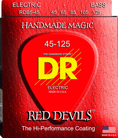 DR K3 Red Devils Coated Electric Bass Strings RDB5-45 Med 5s 45-125