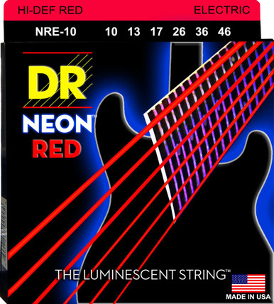 DR Hi-Def Neon Red K3 Coated Electric Guitar Strings NRE-10 Medium