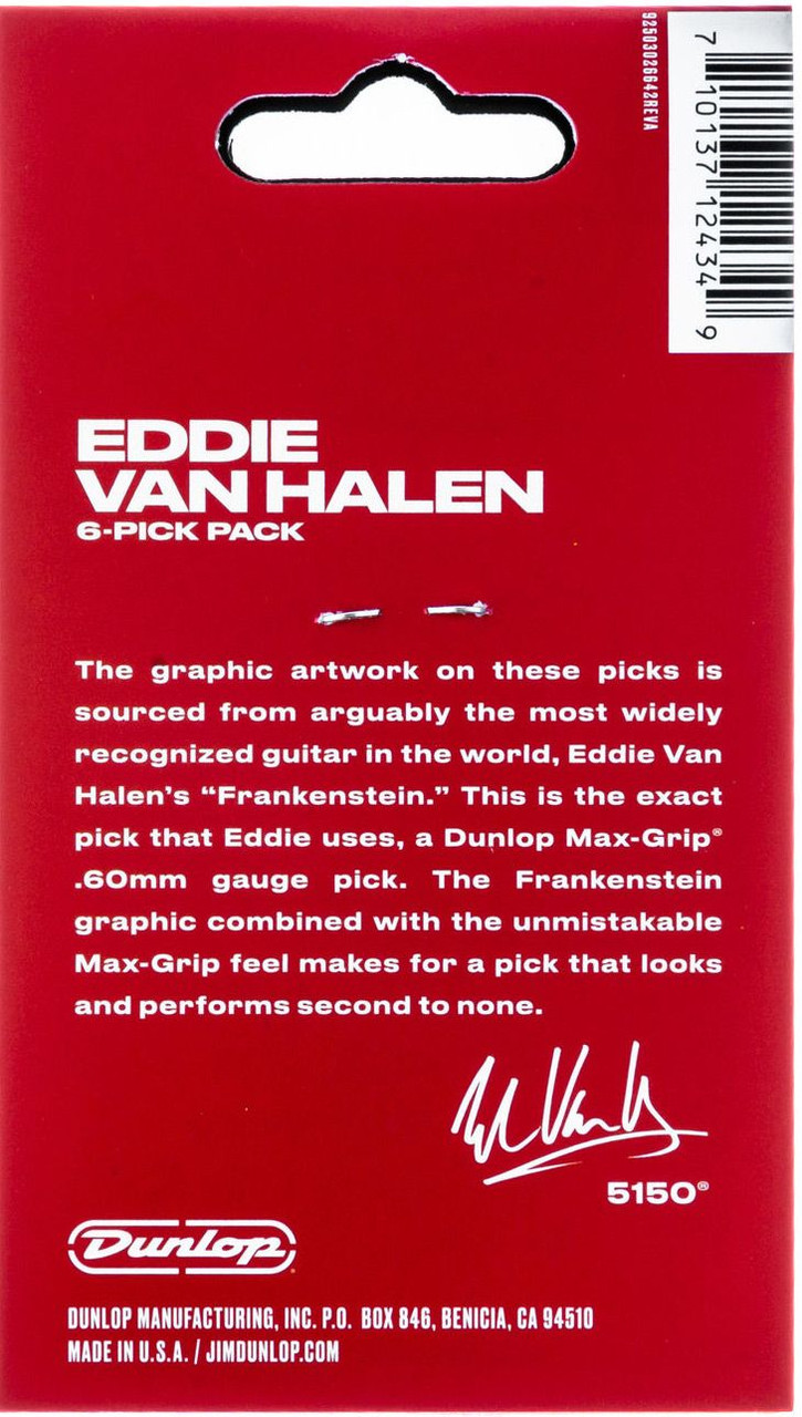 Dunlop EVHP02 Eddie Van Halen Frankenstein Max Grip .60mm - 6 Pack
