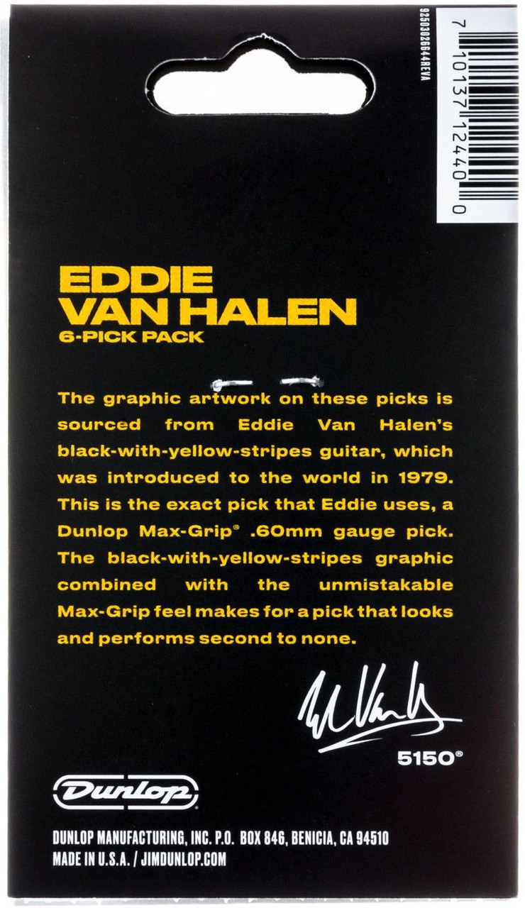 Dunlop EVHP04 Eddie Van Halen VHII Max Grip .60mm - 6 Pack