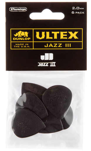 Dunlop Ultex Jazz III 2.0mm Guitar Picks 427 Ultex Jazz III 2.0 6 Pack
