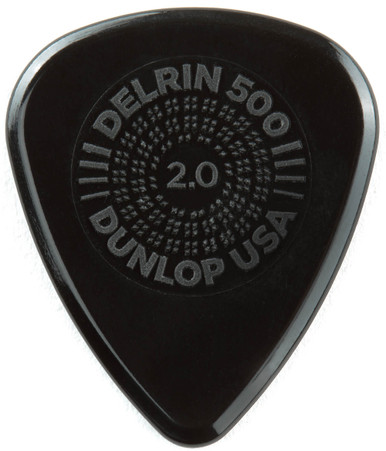 Dunlop Prime Grip Delrin 500 Guitar Picks 450 Black 2.0mm 12 Pack