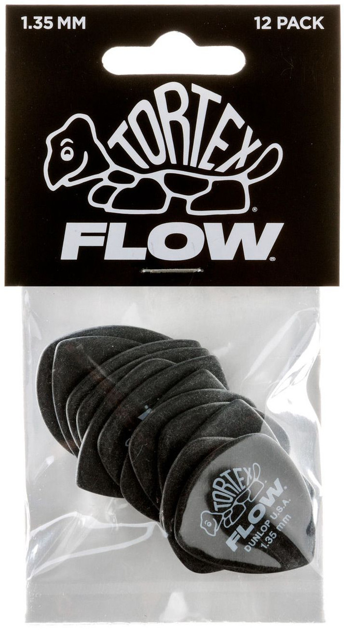 Dunlop Tortex Flow Standard Guitar Picks 558 Black 1.35mm 12 Pack