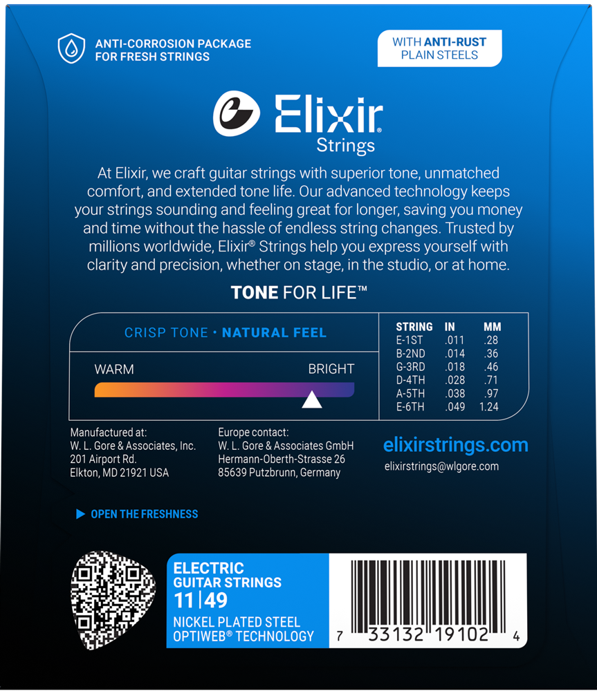 Elixir 19102 Optiweb Coated Nickel Plated Electric Guitar Strings