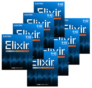 Anti Rust String Elixir Anti-Rust 8 Pack Nanoweb Coated Electric Guitar Strings 12002-8P ...