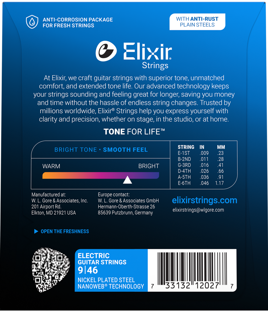 Elixir Nanoweb Coated Nickel Plated Electric Guitar Strings 12027