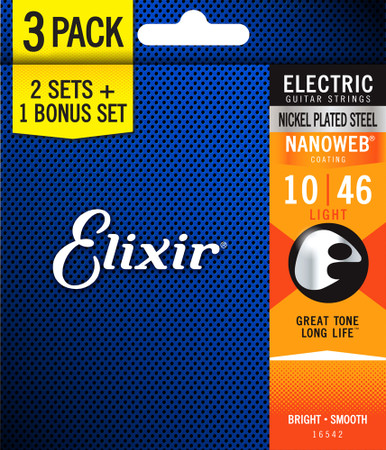 Elixir Nanoweb Electric Guitar Strings Bonus Pack - 3 Sets for the Price of 2!