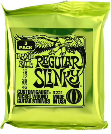 3-PACK Ernie Ball 2591 Regular Slinky Flatwound Electric Guitar Strings 10- 46