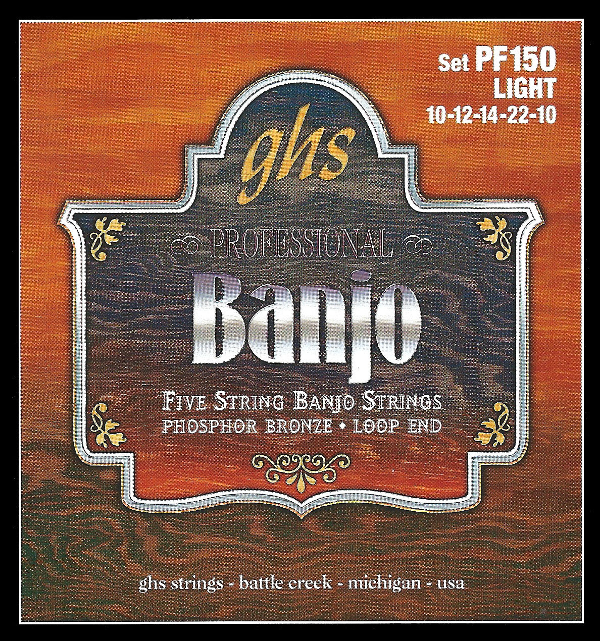 GHS Phosphor Bronze 5-String Banjo Strings PF150 Light 10-22