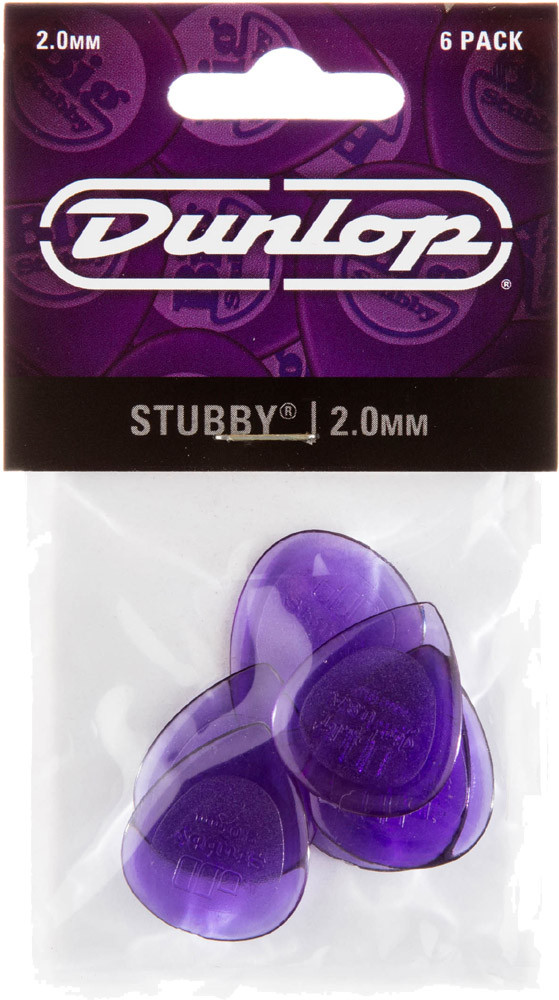 Jim Dunlop Stubby Jazz Guitar Picks 474 Light Purple 2.0mm 6 Pack