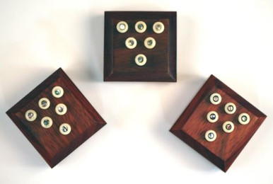 John Pearse Camel Bone Bridge Pins Brass French Eye with Abalone Dot
