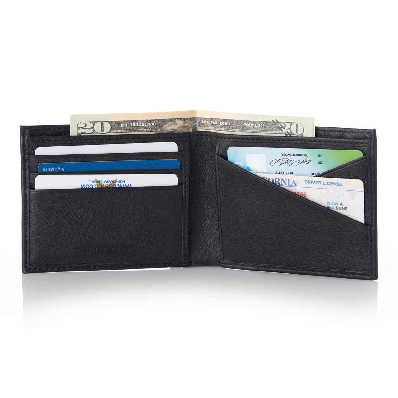 Double Diamond Mens RFID Bifold Wallet with Divided Bill Section ...