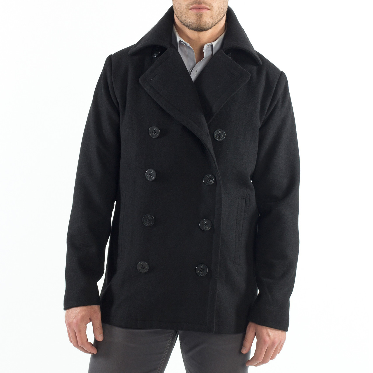 wit Chronisch parallel Alpine Swiss Mason Mens Wool Blend Classic Pea Coat Jacket - Alpine Swiss